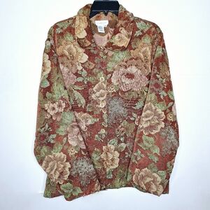 Coldwater Creek brand "Floral Fall Tapestry" Plus-size cottage core jacket.